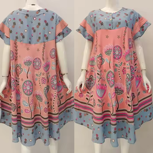 Robe d'été en rayonne de style modeste Nouveau design avec taille élastique douce Manches courtes Longueur au genou pour un usage quotidien - Product Image 3