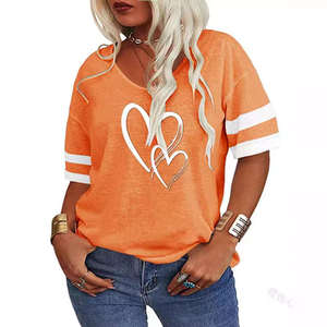 Camiseta Casual de Cuello en V de Manga Corta Transpirable de Jersey Holgada de Talla Grande para Mujer - Product Image 6