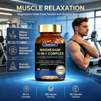 Capsules de complexe bien-être pour les os et les nerfs, à base de magnésium, vegan, sans gluten, sans OGM, avec étiquette nette et claire
