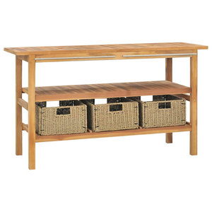 Meuble sous-vasque en bois massif de teck 52 \ "x 17.7 \" x 29.5 \ "avec 3 paniers Style design classique - Product Image 1