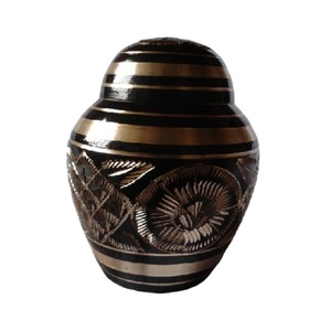 High Quality Brass Cremation <b>Keepsake</b> Urns With Engraving Gold And Black Color Finished For Human <b>Ashes</b> Funeral Supply - Product Image 2