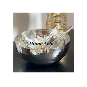 Bol en acier inoxydable martelé avec support en bois, qualité supérieure, pour servir des desserts, pour la maison et l'hôtellerie - Product Image 2