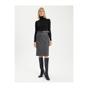 BGN Women's Viscose Blend Top <b>Pocket</b> <b>Belt</b> Detailed Skirt Model W24S091 - Product Image 2