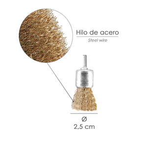 Spazzola in acciaio ottone da 25 mm. 1/4". - Product Image 2