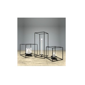 Bougeoir en métal noir Bougeoir décoratif de forme rectangulaire Centres de table en métal pour table de mariage - Product Image 1