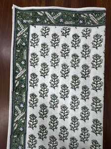 Elegante Evergreen Grace Floral hecho a mano bloque impreso algodón mantel lujo indio para comedor boda cocina granja Decoración - Product Image 4