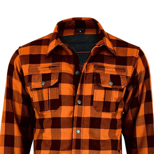 Chemise Moto en Flanelle Épaisse Homme Femme Personnalisée Orange Noir 3 Couches avec Protection CE pour Motard Anti-UV Séchage Rapide - Product Image 3