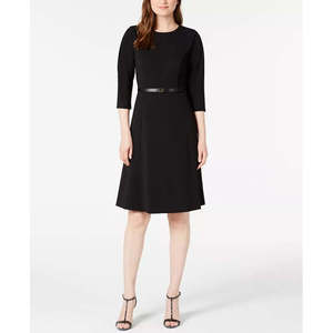 Abito da Donna Calvin Klein Comodo con Cintura e Maniche Plissettate Nero Taglia 8 - Product Image 1
