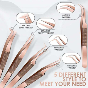 Pinces à cils multi-usages en acier inoxydable, extensions de cils, série professionnelle, anti-magnétiques, alignement parfait de la pression, greffage - Product Image 6