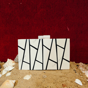 Luxury Resin and Wooden Inlay <b>Clutch</b> <b>Bag</b> for Women Handmade Geometric Pattern Evening Party <b>Wedding</b> Designer Handbag - Product Image 4