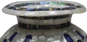 Maceta Moderna de Mármol con Madreperla, Obra de Arte Hecha a Mano, Centro de Mesa de Piedra Natural para Oficina, Floreros para Cualquier Ocasión - Product Image 5