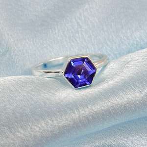 แหวนทอง14K แหวนพลอยรูปหกเหลี่ยม8มม. แหวนครบรอบทุกวัน December birstone 925เงิน - Product Image 3