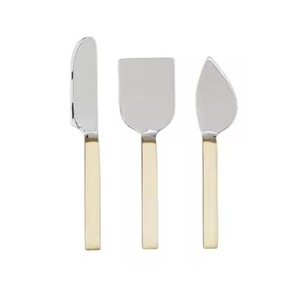 Juegos de herramientas de queso de Metal con acabado plateado Diseño de plumas Cuchillos de queso con mango de latón y esparcidor de mantequilla para artículos de Hotel - Product Image 5