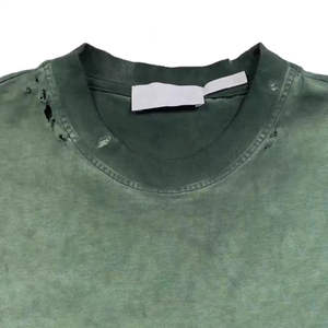 Camiseta holgada estampada desgastada lavada con piedra Mineral Vintage de gran tamaño de algodón 100% de alta calidad para hombres - Product Image 2