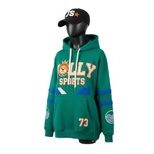 Sudadera con capucha de lana GSM 350 para mujer, tela de poliéster de algodón de Color verde, logotipo de chenilla personalizado, diseño bordado, sudaderas básicas para mujer - Product Image 4