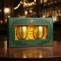 Ensemble de tasses à bière Moscow Mule en acier inoxydable 304, cuivre, style martelé, or rose, avec logo personnalisé