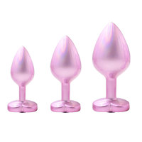 Plug anal en métal rose irisé en forme de cœur, en alliage d'aluminium, étanche, écologique, avec gemme de cristal, jouet sexuel BDSM pour femmes et hommes