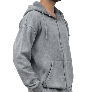 เสื้อมีฮู้ดผ้าฟลีซผ้าฝ้าย100% สำหรับผู้ชายผ้าคอตตอนฟอกสีกรดแบบมีซิปแบบธรรมดาสำหรับ2026คอปกแบบฤดูหนาว - Product Image 5