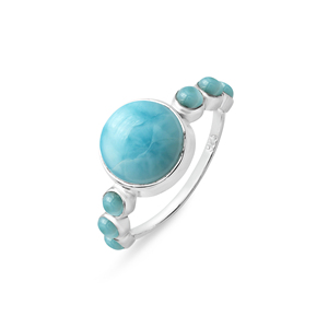 Nouvelle Collection Solide Fine Jewelry Unique 925 Sterling Silver Party Wear Ring Natural Blue Larimar Cabochon Gemstone pour les mariages - Product Image 6