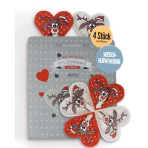 Calentadores de manos y pies con forma de corazón de reno Didi, juego de 4 - Product Image 1