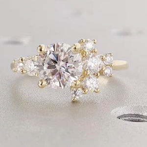 แหวนเพชรหลากสีสีสีทอง18K สำหรับงานแต่งงานและงานหมั้นสำหรับผู้หญิงเครื่องประดับเพชร CVD HPHT ขายส่ง - Product Image 1