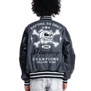 Chaqueta Varsity de Cuero PU con Mangas de Cuero, Estilo Urbano, para Hombre, Fabricantes de Ropa, Personalizable - Product Image 2