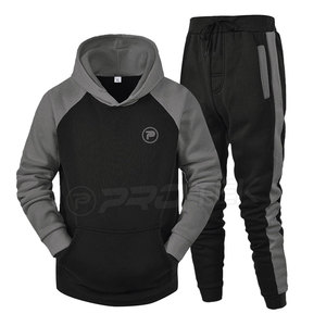Conjunto de chándal de dos piezas con estampado de logotipo informal y Sudadera con capucha de lana transpirable de algodón/poliéster para hombre de talla grande OEM personalizado - Product Image 1