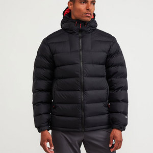 Veste matelassée pour homme en polyester blanc 90% avec col montant et logo frontal, fermeture éclair personnalisée - Product Image 1