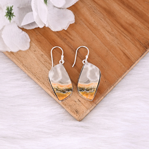 Nouvelle Arrivée Boucles d'oreilles pendantes Bohème en Jaspe Abeille, en laiton plaqué argent, très vendues, pour femmes, cadeaux, bijoux - Product Image 2