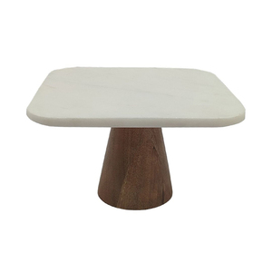 Plato de postre para pastel de bodas y fiestas Soporte de pastel de metal Soporte de pastel de madera con acabado natural a precio económico - Product Image 1