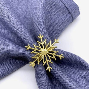 Anneaux de serviette personnalisés en métal de luxe en forme de flocon de neige pour la décoration d'hôtels, de restaurants et de fêtes - Design moderne et écologique - Product Image 3