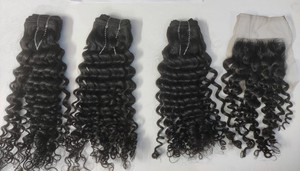 18 pouces bouclés indiens Remy cheveux 4x4 dentelle fermeture cheveux traités - Product Image 3