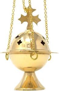 Difusor de aroma de latón multiusos Quemador de incienso Colgante Quemador de incienso de 3 cadenas Diseño cruzado Diseño elegante. - Product Image 5