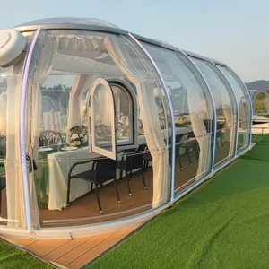 야외 럭셔리 캠핑 4x8m 돔 투명 PC 측지학 버블 텐트 방수 글램핑 포드 하우스 텐트
