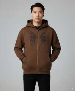 Sudadera con capucha de calidad premium Unisex personalizada del fabricante de ropa experta sudaderas de hombre con cremallera impresa de silicona con bordado 3D - Product Image 4