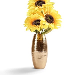 Most Selling Metal Hammered <b>Gold</b> Finished Flower <b>Vase</b> for Home & Office Desktop Decorative Handmade Floral <b>Vase</b> - Product Image 2