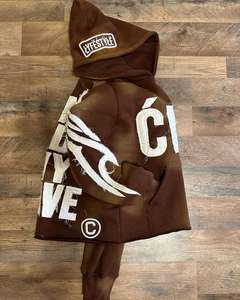 เสื้อฮู้ดผ้าฟลีซย้อมสีแบบกรด 100% ผ้าฝ้าย ระบายอากาศ กันลม แห้งเร็ว มีเชือกผูก ผลิตตามสั่งขายส่ง สำหรับฤดูหนาว - Product Image 6