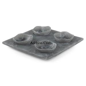 Plateau de service en résine de quartz rose écologique tendance, bols à noix, vaisselle, utilisation en fête, bol de service alimentaire, bol à bonbons, bol à en-cas - Product Image 5