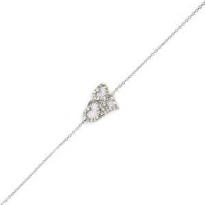 925 Sterling <b>Silver</b> Three Heart Design Chain <b>Bracelet</b> with Pen White Stone-Elegant Crystal <b>Bracelets</b> & <b>Bangles</b> - Product Image 3