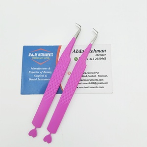 Pince à épiler d'extension de cils en acier inoxydable à revêtement en poudre rose à 90 degrés avec pointe de volume - Product Image 2