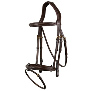 Briglia per Cavallo Horsekraft con Capezzina Anatomica in Pelle Italiana, Decorativa con Quadrato in Rilievo, Prodotta in India - Product Image 2