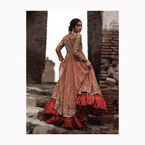 Diseñador 2024 Vestido de novia Vestidos de novia India Modal y seda Anarkali Lacha Choli Pakistani Salwar Trajes Compras en línea - Product Image 6