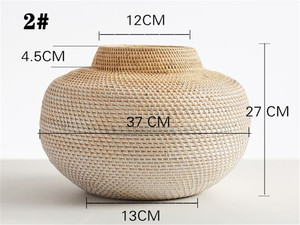 Jarrón Tejido a Mano de Ratán, Decoración Brillante para el Hogar, Jarrón de Arte con Flores Secas, Decoración para Sala de Estar, Dormitorio y Escritorio - Product Image 2