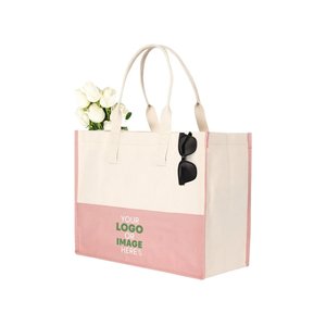 Light Pink & <b>White</b> Cotton Canvas Tote Bag Customized Wedding Bulk Gifts Top Quality Gift Packaging Tote Bag Daily Use Canvas Bag - Product Image 4