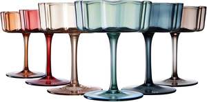 Verre à <span class=keywords><strong>vin</strong></span> vintage ondulé soufflé à la main, coloré, pour cocktail, gobelet de luxe, verrerie Mimosa, design protégé par le droit d'auteur - Product Image 6