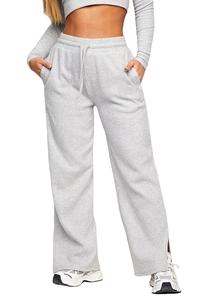 <b>Women's</b> Comfy Wide Leg Pants Yoga Workout Sweatpants <b>Loose</b> Lounge High Waisted Flare Pants Soft Knit Wide Length <b>Trouser</b> - Product Image 2