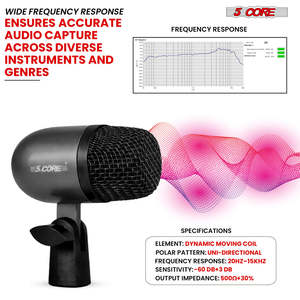 ไมโครโฟน 5Core Tom Snare Mic แบบไดนามิกคาร์ดิออยด์สำหรับชุดกลอง เครื่องดนตรีประเภทเพอร์คัชชัน สีดำ - Product Image 3
