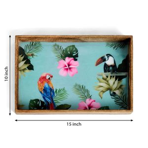 Bandeja de Servicio de Primera Calidad para Decoración, Bandejas de Té Rectangulares de Madera con Adhesivo Impreso, Decoración para Servir - Product Image 2