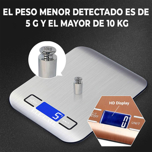 Báscula Digital de Cocina de 1g de Precisión con Capacidad de 10kg, Pantalla LCD de Acero Inoxidable, Funciona con Batería - Product Image 2