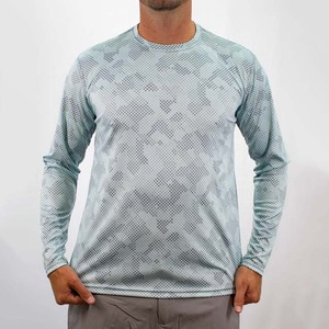 Équipage respirant, sonnerie Fitness T-shirts pour hommes Polyester Spandex Performance à manches longues UPF 50 + Protection solaire T-shirts de pêche - Product Image 1